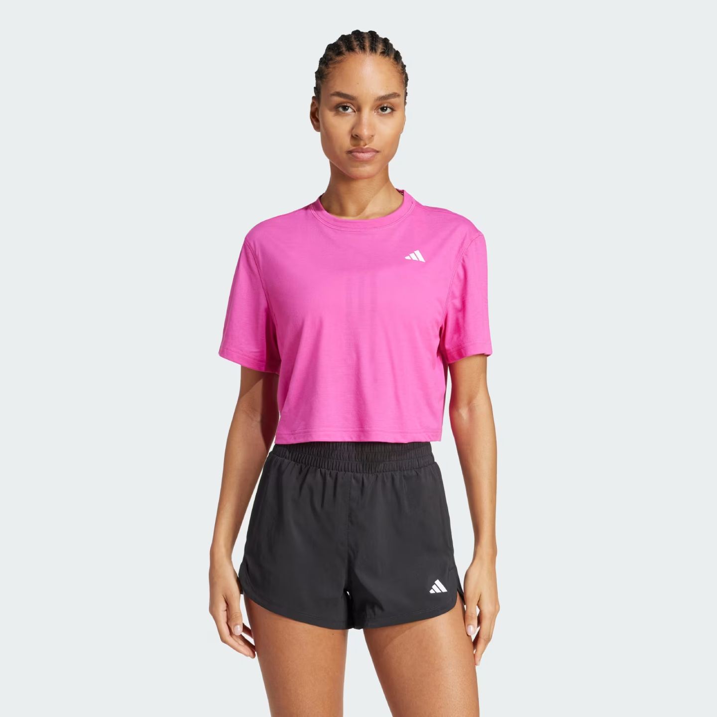 C-girl Camiseta Baby Look Essentials Três Listras Slim - Roxo adidas